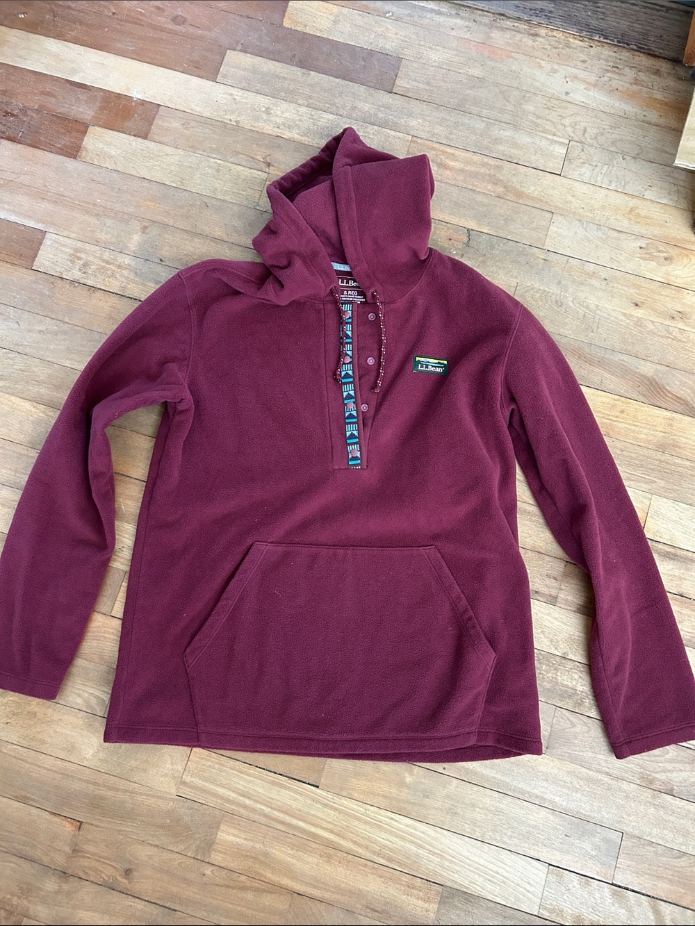 L.L. Bean Burgundy Zip-Front Fleece Hoodie